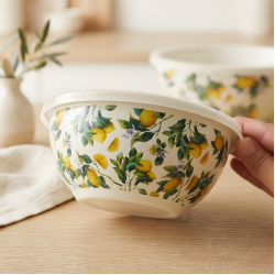 Lemon Pattern Metal Tupperware Set - 3 Pcs